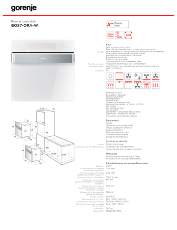 Gorenje BO87-ORA-W Manuel du propriétaire | Fixfr