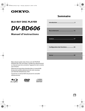 ONKYO DV-BD606 Manuel du propriétaire | Fixfr