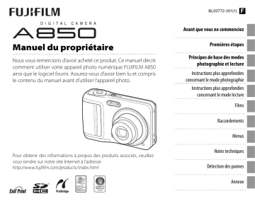 Fujifilm A850 Manuel du propriétaire | Fixfr