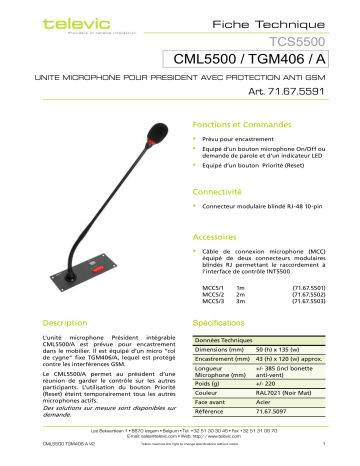 Manuel du propriétaire | TELEVIC CML5500-TGM406-A Manuel utilisateur | Fixfr