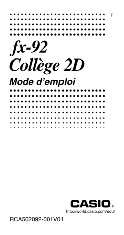 FX92 College 2D | FX-92 COLLEGE_2D | Casio FX 92 COLLEGE 2D+ Manuel du propriétaire | Fixfr