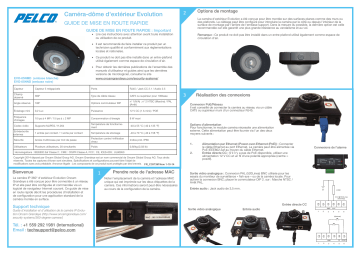 Spécification | Pelco Evolution Outdoor Camera Manuel utilisateur | Fixfr