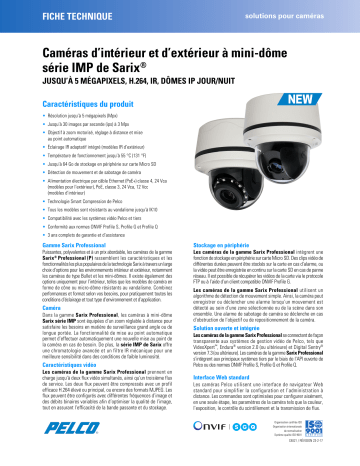Spécification | Pelco Sarix Professional IMP 2 Dome Manuel utilisateur | Fixfr