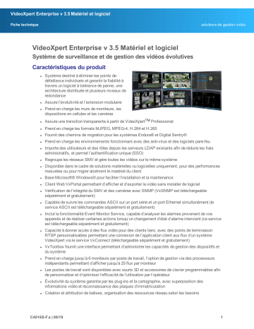 Spécification | Pelco VideoXpert Enterprise v 3.5 Hardware and Software Manuel utilisateur | Fixfr