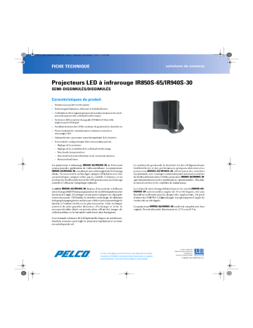 Spécification | Pelco IR850S-65-IR940S-30 Infrared LED Illuminator Manuel utilisateur | Fixfr