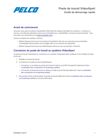 Pelco VideoXpert Workstation Guide de démarrage rapide | Fixfr