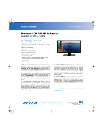 Spécification | Pelco Desktop Full High-Definition LCD Monitor Manuel utilisateur | Fixfr
