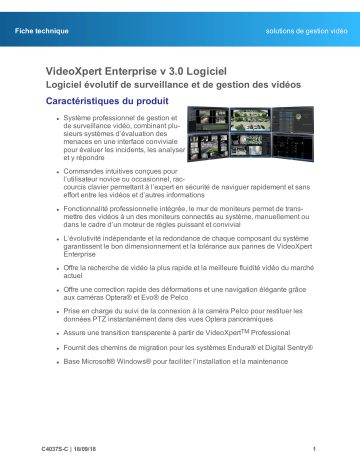 Spécification | Pelco VideoXpert Enterprise v 3.0 Software-only Manuel utilisateur | Fixfr