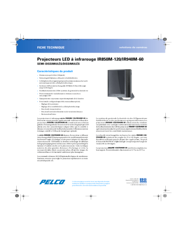 Spécification | Pelco IR850M-120-IR940M-60 Infrared LED Illuminator Manuel utilisateur | Fixfr