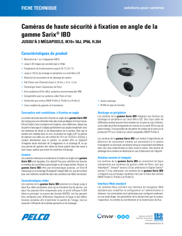 Spécification | Pelco Sarix IBD High Security Corner Mount Camera Manuel utilisateur | Fixfr