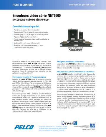 Spécification | Pelco NET5500 Series Encoder Manuel utilisateur | Fixfr
