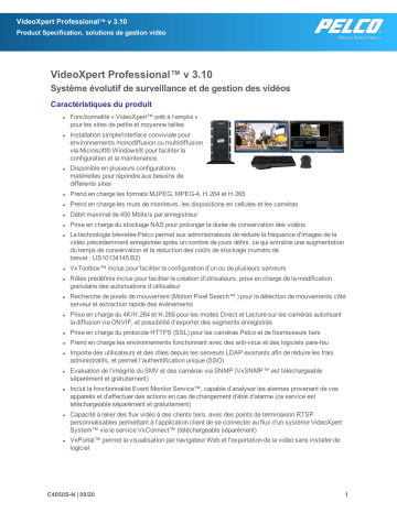 Spécification | Pelco VideoXpert Professional v 3.10 Manuel utilisateur | Fixfr