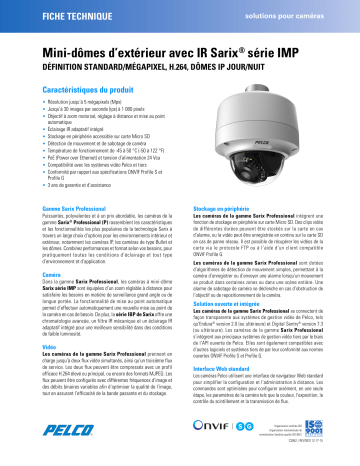 Spécification | Pelco Sarix IMP Series Environmental Mini Dome Manuel utilisateur | Fixfr