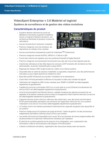 Spécification | Pelco VideoXpert Enterprise v 3.6 Hardware and Software Manuel utilisateur | Fixfr