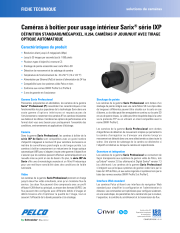 Spécification | Pelco Sarix IXP Series Indoor Box Camera Manuel utilisateur | Fixfr