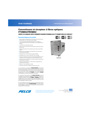 Spécification | Pelco FTV80D2-FRV80D2 Fiber Transmitter and Receiver Manuel utilisateur | Fixfr