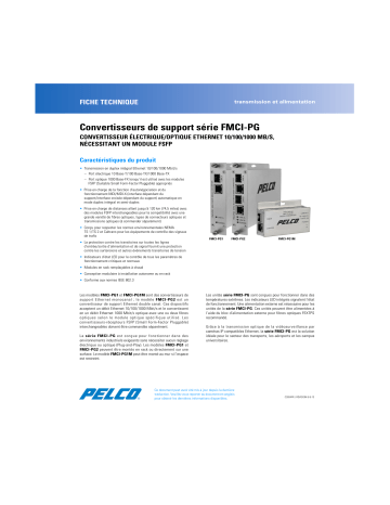 Spécification | Pelco FMCI-PG Series Media Converter Manuel utilisateur | Fixfr