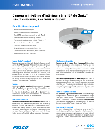 Spécification | Pelco Sarix Professional IJP 2 Micro Dome Manuel utilisateur | Fixfr