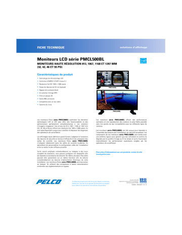 Spécification | Pelco PMCL500BL Series LCD Monitor Manuel utilisateur | Fixfr
