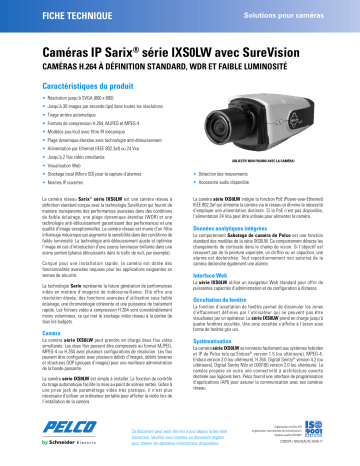 Spécification | Pelco Sarix IXS0LW Series IP Camera Manuel utilisateur | Fixfr