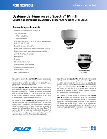 Spécification | Pelco Spectra Mini IP Network Dome System Manuel utilisateur | Fixfr