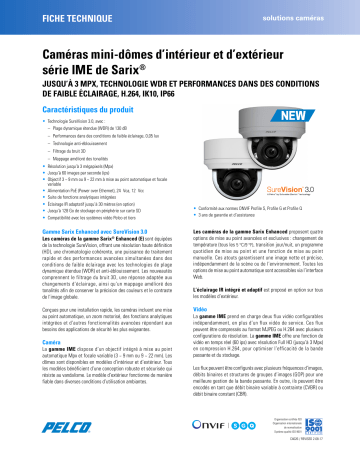 Spécification | Pelco Next Gen Sarix Enhanced Mini Dome Manuel utilisateur | Fixfr