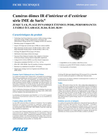 Spécification | Pelco Sarix Enhanced 3 Dome Manuel utilisateur | Fixfr