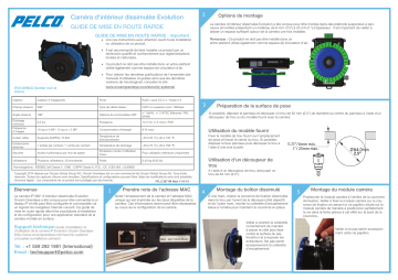 Spécification | Pelco Evolution Indoor Concealed Camera Manuel utilisateur | Fixfr