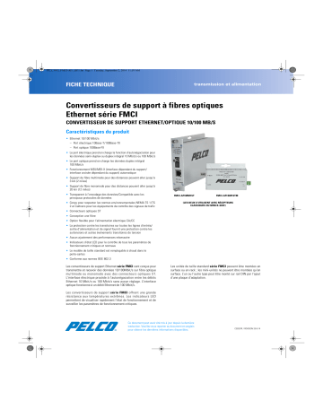 Spécification | Pelco FMCI Series Ethernet Optical Fiber Media Converter Manuel utilisateur | Fixfr