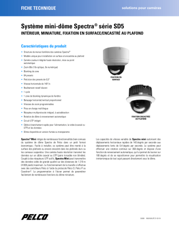 Spécification | Pelco Spectra Mini Dome SD5 Sery Manuel utilisateur | Fixfr