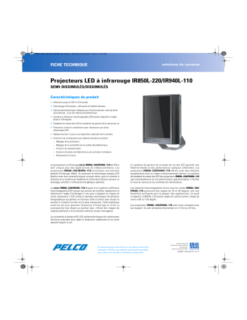 Spécification | Pelco IR850L-220-IR940L-110 Infrared LED Manuel utilisateur | Fixfr