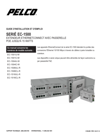 Installation manuel | Pelco EC-1500C-U Series EthernetConnect Extender Guide d'installation | Fixfr