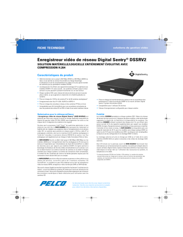 Spécification | Pelco Digital Sentry DSSRV2 Network Video Recorder Manuel utilisateur | Fixfr