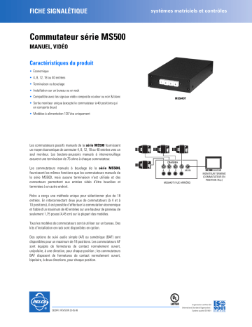 Spécification | Pelco MS500 Sery Manuel utilisateur | Fixfr