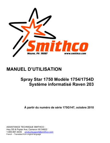 Mode d'emploi | Smithco Spray Star 1754/1754D Manuel utilisateur | Fixfr