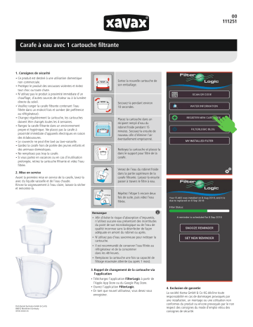 Xavax Water Filter Jug Manuel utilisateur | Fixfr