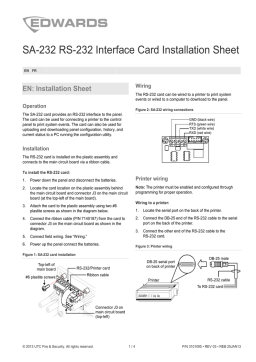 EDWARDS SA-232 RS-232 Interface Card Guide d'installation