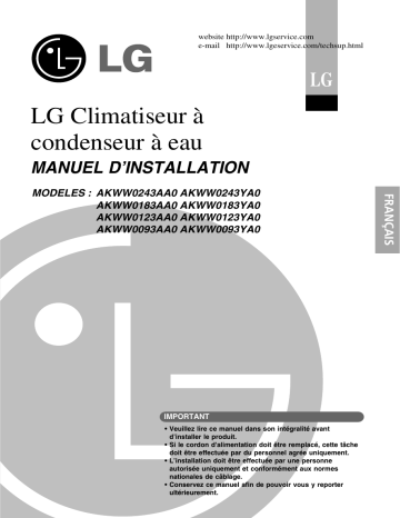 Installation manuel | LG AKWW0123YA0 Guide d'installation | Fixfr