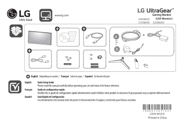 27GN600-B | 24GN600-B | LG 32GN600-B Guide d'installation rapide | Fixfr