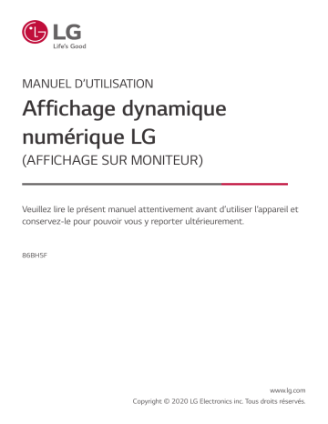 LG 86BH5F-B Manuel du propriétaire | Fixfr