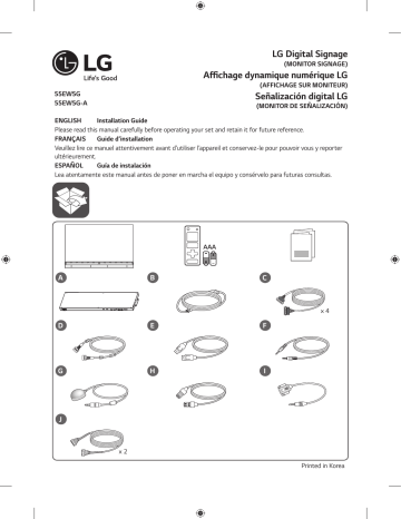 LG 55EW5G-A Guide d'installation rapide | Fixfr