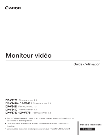 DP-V2420 | DP-V2411 | DP-V1711 | DP-V2421 | DP-V1710 | DP-V2410 | Mode d'emploi | Canon DP-V3120 Manuel utilisateur | Fixfr