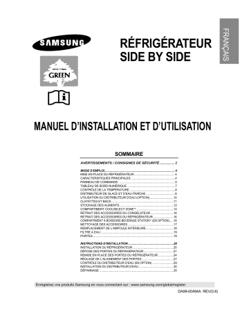 RS22DCSW | RS22FLWR | RS21DCSW | RS22FANS | Samsung RS22FLMR RS21FLMR Mode d'emploi | Fixfr