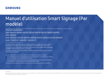 QB55R | QB50R | QB43R | QB49R | QB65R | QB85R | Samsung QB75R QB75R  Manuel utilisateur | Fixfr