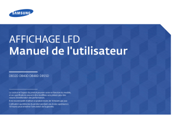 DB55D | DB40D | DB48D | Samsung DB32D SMART Signage DB32D LED Manuel utilisateur | Fixfr