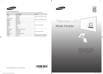 UA40H6400AK | UA75H6400AK | UA55H6400AK | UA48H6400AK | UA65H6400AK | Manuel utilisateur | Samsung UA60H6400AK 60” H6200 Smart Full HD TV Guide de démarrage rapide | Fixfr