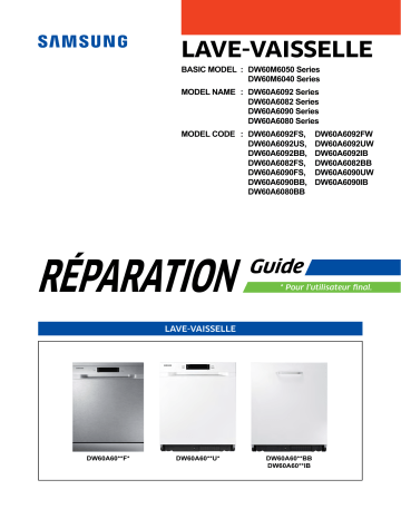 DW60A6090BB | DW60A6092FW | Mode d'emploi | Samsung DW60A6090FS Manuel utilisateur | Fixfr