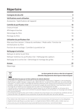 Samsung AX34R3020WW/EU Air Purifier AX3300 AX34R3020WW Manuel utilisateur
