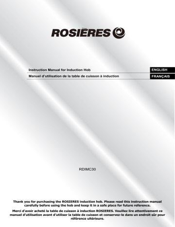 ROSIERES RDIMC30 Hob Manuel utilisateur | Fixfr