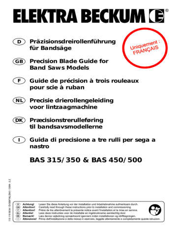 BAS 450 | BAS 350 | DH 315 | Elektra Beckum BAS 315 Manuel utilisateur | Fixfr